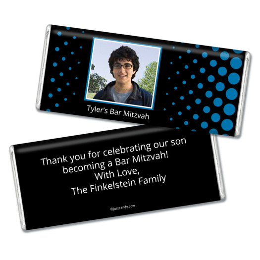 Bar Mitzvah Personalized Chocolate Bar Faded Dots