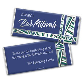 Personalized Bat Mitzvah Symbolic Stripes Chocolate Bar & Wrapper