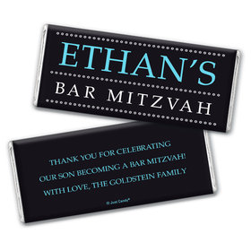 Personalized Classic Bar Mitzvah Blue Chocolate Bar