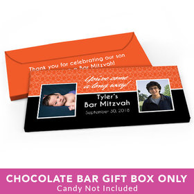Deluxe Personalized Bar Mitzvah Then & Now Candy Bar Favor Box
