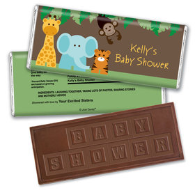 Baby Shower Personalized Embossed Chocolate Bar Jungle Safari Animals
