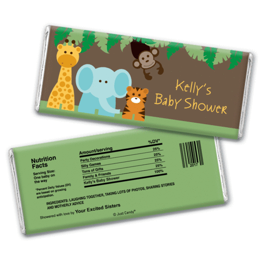 Baby Shower Personalized Chocolate Bar Wrappers Jungle Safari Animals