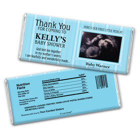 Baby Shower Personalized Chocolate Bar Wrappers Stripes Sonogram Photo
