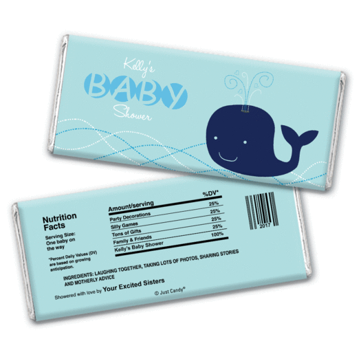 Baby Shower Personalized Chocolate Bar Wrappers Whale