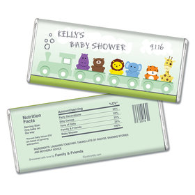 Baby Shower Personalized Chocolate Bar Safari Animal Train