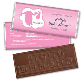 Baby Shower Personalized Embossed Chocolate Bar Stork