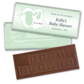 Baby Shower Personalized Embossed Chocolate Bar Stork