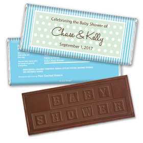 Baby Shower Personalized Embossed Chocolate Bar Polka Dot Stripes