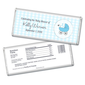 Baby Shower Personalized Chocolate Bar Gingham Carriage