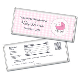 Baby Shower Personalized Chocolate Bar Gingham Carriage
