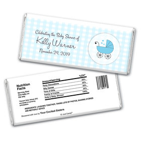 Baby Shower Personalized Chocolate Bar Wrappers Gingham Carriage