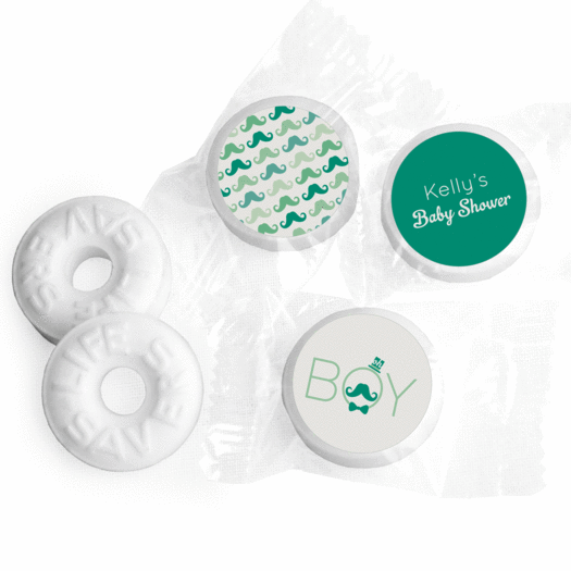 Baby Shower Personalized Life Savers Mints Mustache Bash