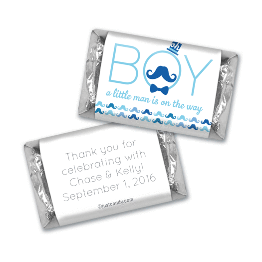 Baby Shower Personalized Hershey's Miniatures Wrappers Mustache Bash