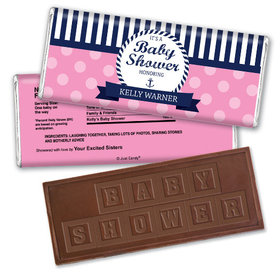 Baby Shower Personalized Embossed Chocolate Bar Nautical Anchor