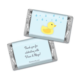Baby Shower Personalized Hershey's Miniatures Wrappers Duck Rain Shower
