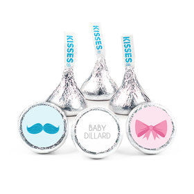 Baby Shower 3/4" Sticker Gender Reveal Bow or Mustache (108 Stickers)