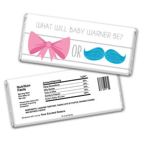 Baby Shower Personalized Chocolate Bar Gender Reveal Bow or Mustache