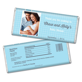 Baby Shower Personalized Chocolate Bar Gingham Photo