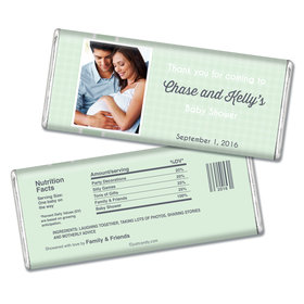 Baby Shower Personalized Chocolate Bar Gingham Photo