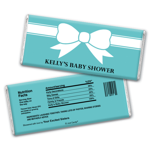 Baby Shower Personalized Chocolate Bar Wrappers Tiffany Bow Theme