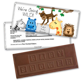 Baby Shower Personalized Embossed Chocolate Bar Going Wild Jungle Animals