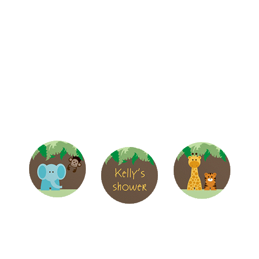 Personalized Baby Shower Jungle Animals 3/4" Stickers for Hershey's Kisses
