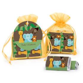 Personalized Baby Shower Jungle Buddies Hershey's Miniatures in Organza Bags with Gift Tag