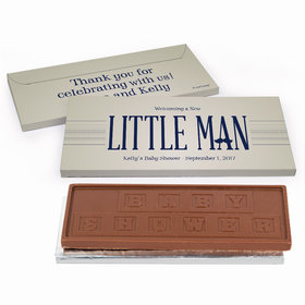 Deluxe Personalized Baby Shower Little Man Chocolate Bar in Gift Box