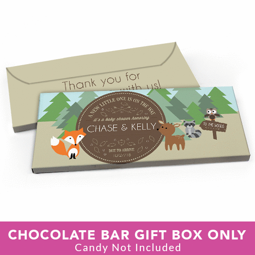 Deluxe Personalized Baby Shower Forest Friends Candy Bar Favor Box
