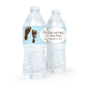 Personalized Baby Shower Footprints Water Bottle Sticker Labels (5 Labels)