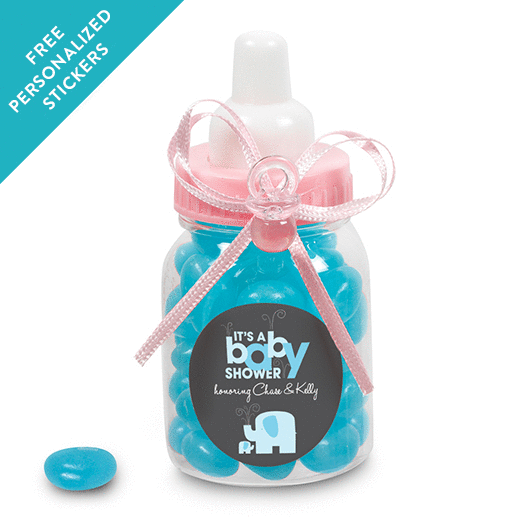 Baby Shower Personalized Pink Baby Bottle Elephant (24 Pack)