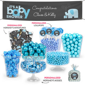 Personalized Baby Shower Blue Elephant Deluxe Candy Buffet
