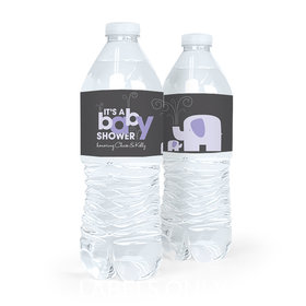 Personalized Baby Shower Elephant Water Bottle Sticker Labels (5 Labels)