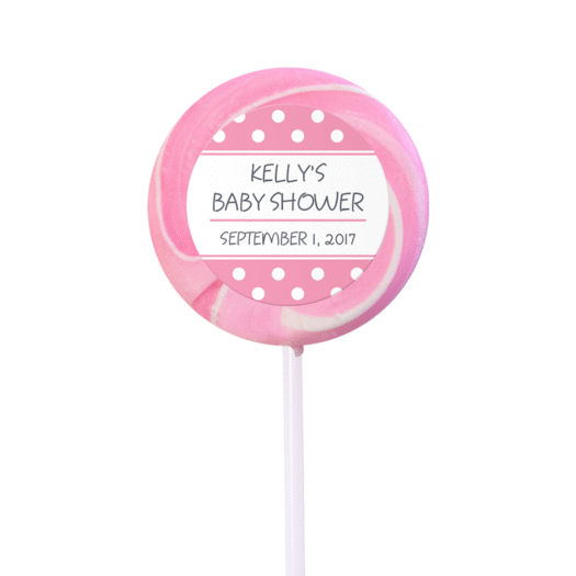 Baby Shower Personalized Small Swirly Pop Polka Dot(24 Pack)