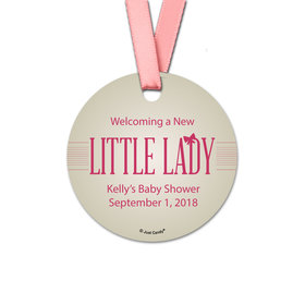 Personalized Round Baby Shower Little Lady Favor Gift Tags (20 Pack)
