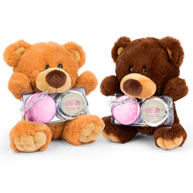 Personalized Baby Shower Little Lady Teddy Bear with Chocolate Covered Oreo 2pk