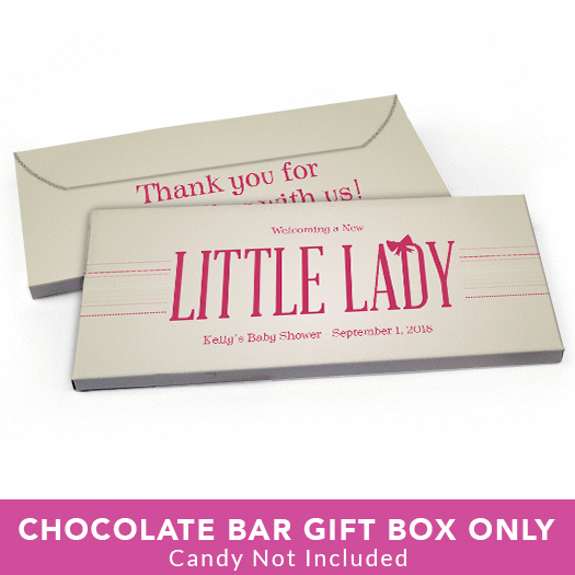 Deluxe Personalized Baby Shower Little Lady Candy Bar Favor Box