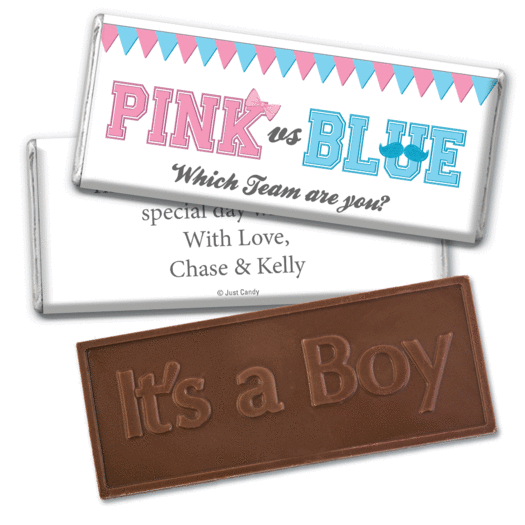 Gender Reveal Baby Shower Banners Embossed It's a Boy Chocolate Bar