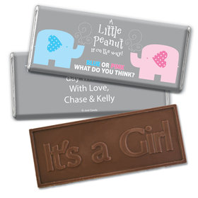 Gender Reveal Baby Shower Baby Elephants Embossed It's a Girl Chocolate Bar