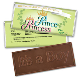 Gender Reveal Baby Shower Embossed It's a Boy Chocolate Bar Prince or Princess