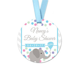 Personalized Round Chevron Elephant Baby Shower Favor Gift Tags (20 Pack)