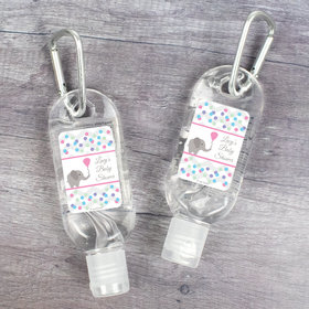 Personalized Baby Shower Chevron Elephant Hand Sanitizer with Carabiner 1.fl. Oz.