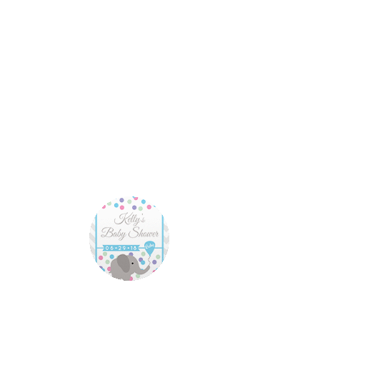 Personalized Baby Shower Chevron Dots Elephant 1.25" Sticker for Mini Mason Jar