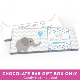 Deluxe Personalized Baby Shower Chevron Elephant Candy Bar Favor Box