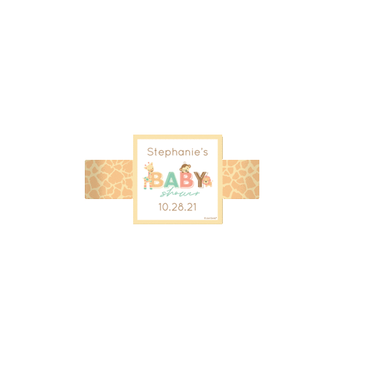 Personalized Baby Shower Wild Square Sticker for Colored Popcorn