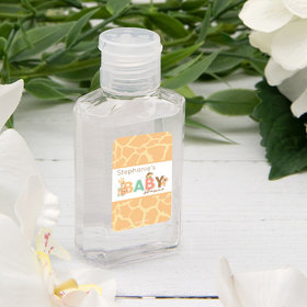 Personalized Baby Shower Safari Snuggles Hand Sanitizer 2.fl. Oz.