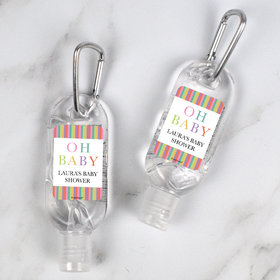 Personalized Baby Shower Happy Baby Hand Sanitizer with Carabiner 1.fl. Oz.