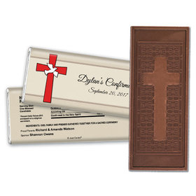 Confirmation Embossed Cross Chocolate Bar Red Cross and Dove