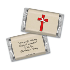 Confirmation Personalized Hershey's Miniatures Wrappers Red Cross and Dove