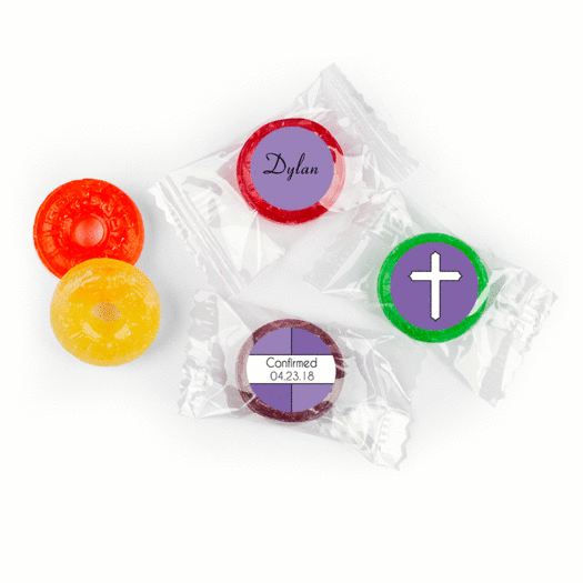 Confirmation Personalized LifeSavers 5 Flavor Hard Candy Stained Glass Cross (300 Pack)